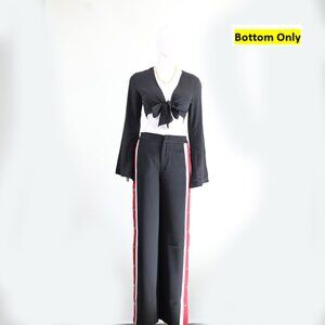 Elegant Zara Black Trousers with Red Side Stripe - Modern Chic